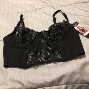 NWT SOFIA EMBROIDERY BUSTIER. SIZE 34 B COLOR BLACK.